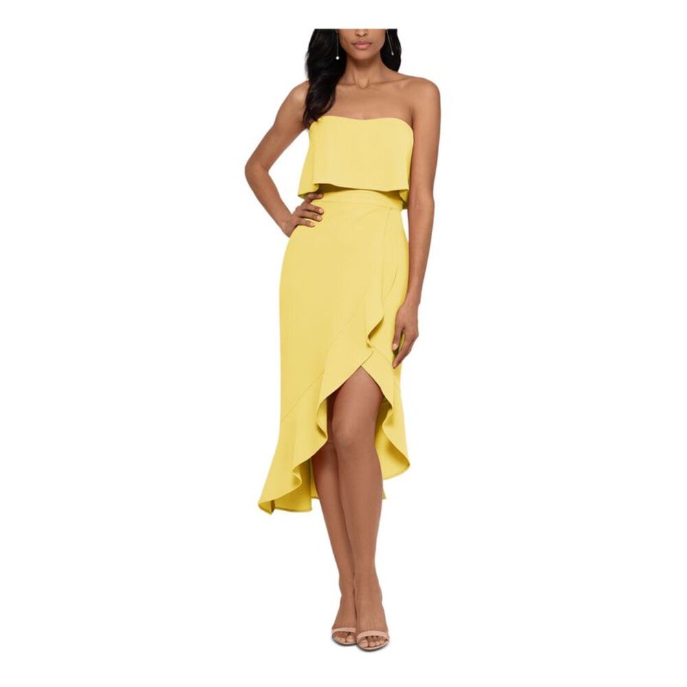 XSCAPE Womens Zippered Sleeveless Sweetheart Neckline Short Party Hi-Lo Dress